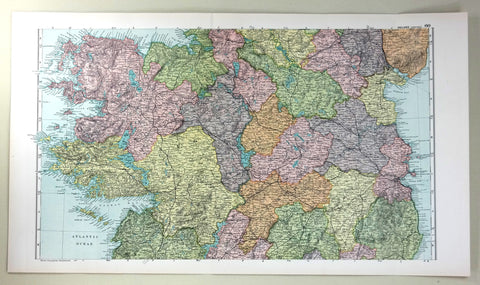 Bacon's Map - "IRELAND (CENTRAL)" - Chromolithogrpah - c1900