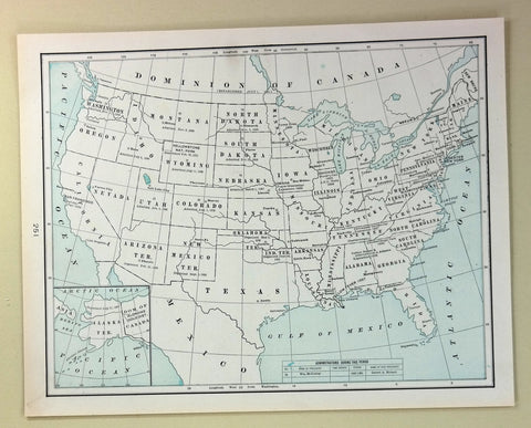 Antique Map - "UNITED STATES of AMERICA" - Chromo - c1903