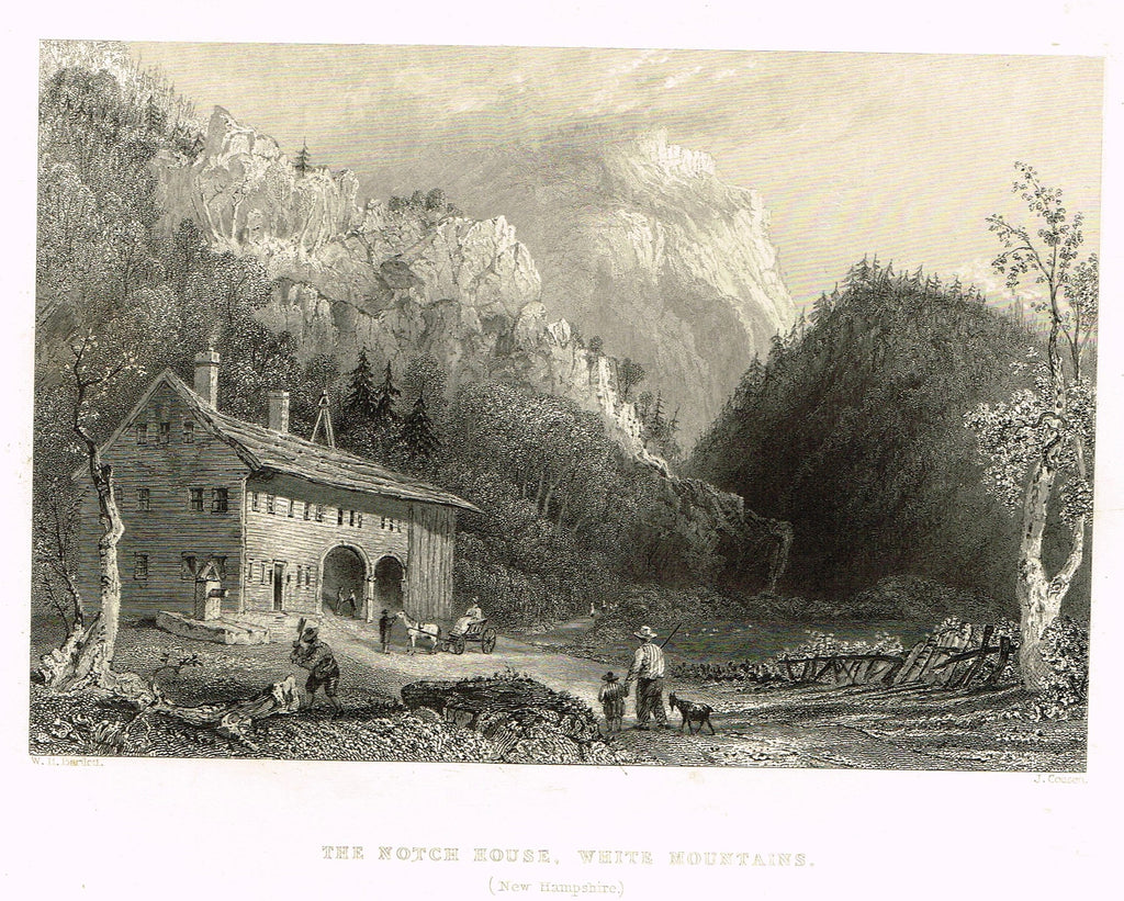 Bartlett's "THE NOTCH HOUSE, WHITE MOUNTAINS (NEW HAMPSHIRE)" - Steel Engraving - c1840