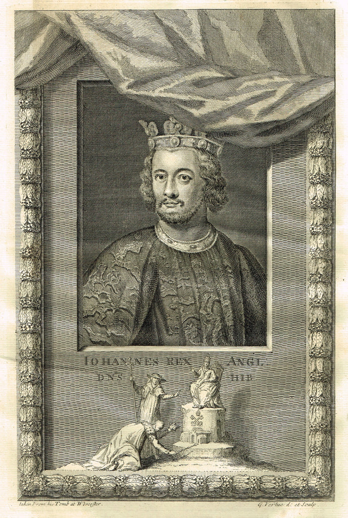 Rapin's Kings of England - "JOHANNES REX ANGI, DNS HIB" - Copper Engraving - 1732