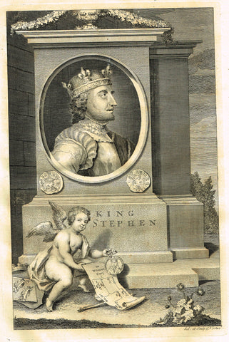 Rapin's Kings of England - "KING STEPHEN" - Copper Engraving - 1732