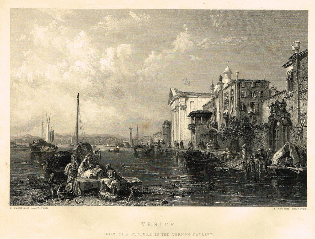 Fine Art - "VENICE" by C. Stanfield (Engraved by J.Cousen) - Steel Engraving - c1840