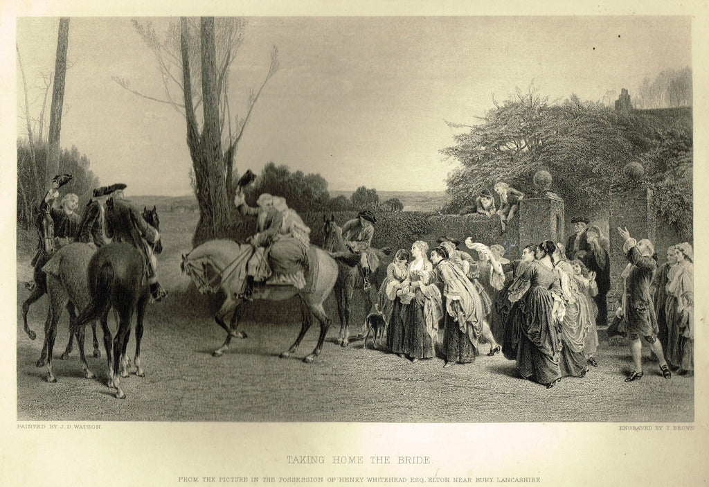 Fine Art - "TAKING HOME THE BRIDE" by J.D. Watson (Engraved by T.Brown) - Steel Engraving - c1840