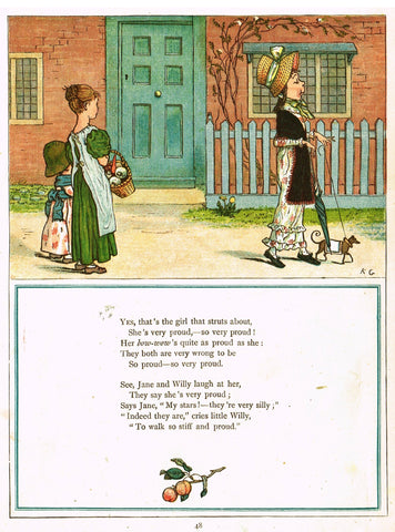 Kate Greenaway's 'Under the Window' - "GIRL THAT STRUTS AROUND"  - Chromolithograph - 1878