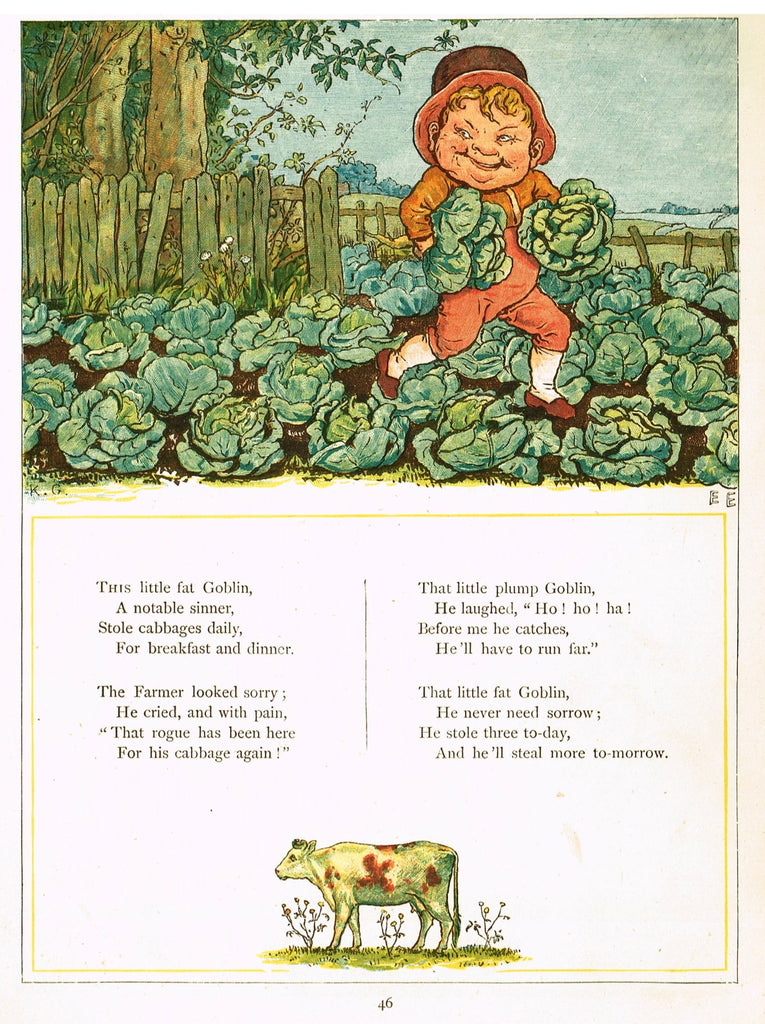 Kate Greenaway's 'Under the Window' - "THIS LITTLE FAT GOBLIN"  - Chromolithograph - 1878