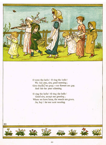Kate Greenaway's 'Under the Window' - "O RING THE BELLS"  - Chromolithograph - 1878