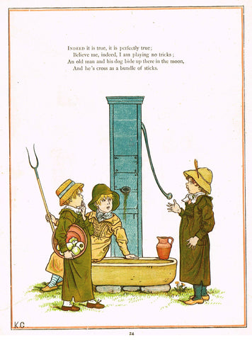 Kate Greenaway's - "INDEED IT IS TRUE, IT IS PERFECTLY TRUE"  - Chromolithograph - 1878