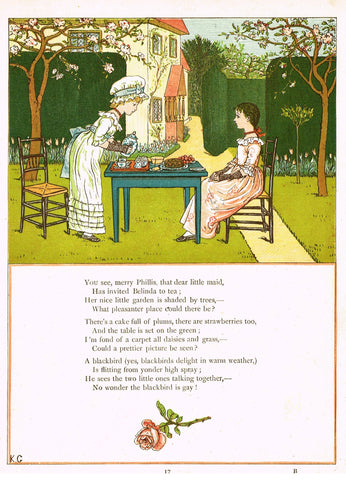 Kate Greenaway's - "YOU SEE MERRY PHILLIS, THAT DEAR LITTLE MAID"  - Chromo - 1878