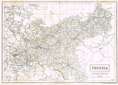 Antique Map - "PRUSSIA" by S. Hall - Lithograph - 1851
