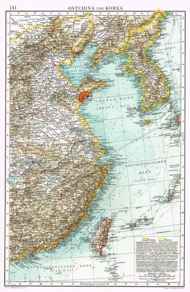 Antique Map - "OSTCHINA und KOREA" by Simon & Soeder - Chromolithograph - 1905