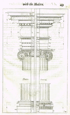 Freart's Ancient Architecture - "PALLADIO - SCAMOZZI - F:45" - Copper Engraving - 1728