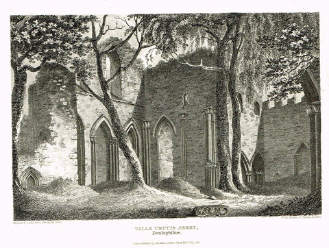The Beauties of England & Wales - "VALLE CRUCIS ABBEY, DENBIGHSHIRE" - Copper Engraving - 1806