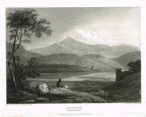 The Beauties of England & Wales - "SNOWDEN, NORTH WALES" - Copper Engraving - 1806