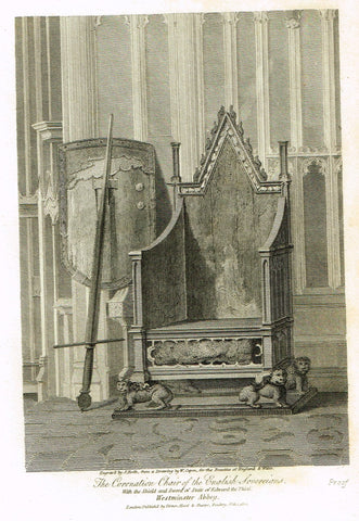 The Beauties of England & Wales - "CORONATION CHAIR, WESTMINSTER ABBEY" - Copper Engraving - 1806