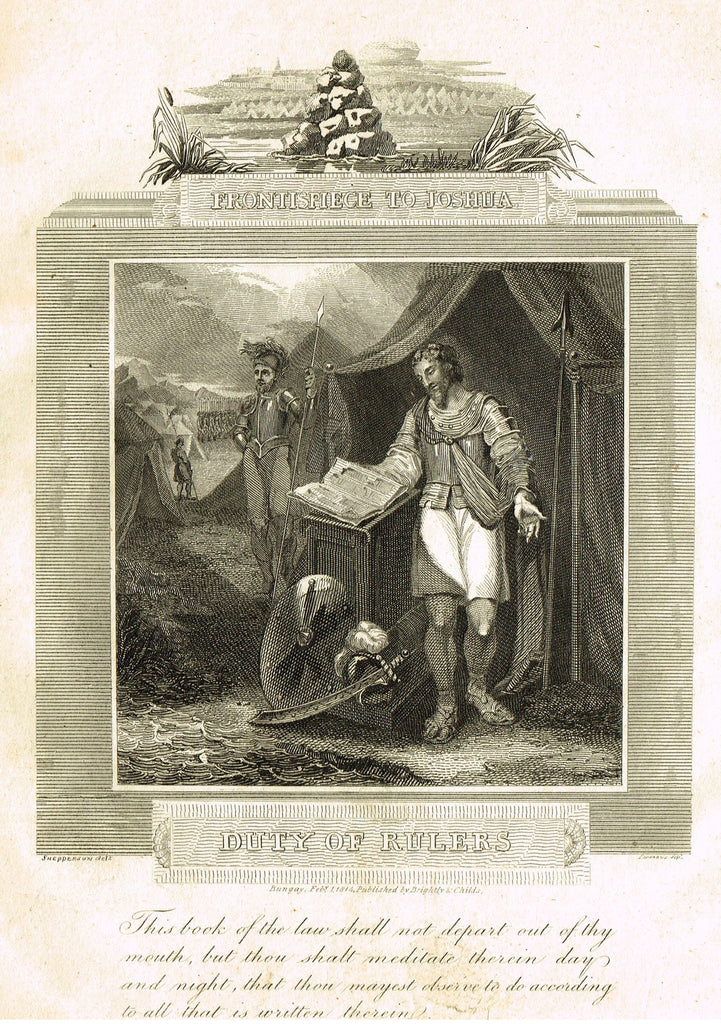 Blomfield's Religious Prints - "DUTY OF RULERS - JOSHUA" - Copper Engraving - 1813