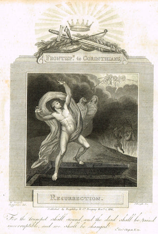 Blomfield's Religious Prints - "RESURECTION - CORINTHIANS" - Copper Engraving - 1813