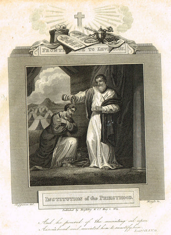 Blomfield's Religious Prints - "INSTIUTION OF THE PRIESTHOOD - LEVITICUS" - Copper Engraving - 1813
