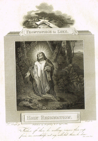 Blomfield's Religious Prints - "HOLY RESIGNATION - LUKE" - Copper Engraving - 1813