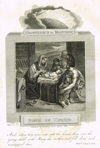 Blomfield's Religious Prints - "BIRTH OF CHRIST - MATTHEW" - Copper Engraving - 1813
