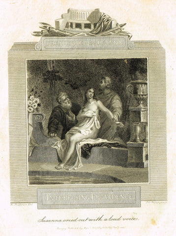 Blomfield's Religious Prints - "INTERPOSING PROVIDENCE - SUSANNA" - Copper Engraving - 1813