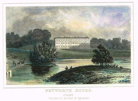 Dugdale's Miniatures - "PETWORTH HOUSE - SUSSEX" - Hand Colored Engraving - c1830