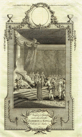 Antique Print - VASQUEZ DE GAMA INTRODUCED TO THE ZAMORIN AT CALICUT - Engraving - 1786