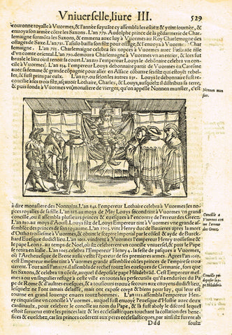 Sebastian Munster's Cosmographia - "LOUYS EMPEREUR" - Woodcut - c1580