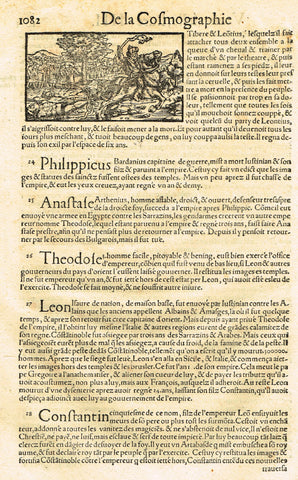 Sebastian Munster's Cosmographia - "LUSTINIAN" - Woodcut - c1580