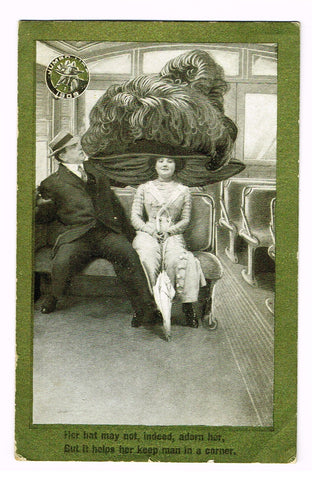 Antique Ephemera -  "JUMBO HAT - POST CARD"  - Chromolithograph - 1909