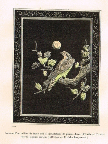 Dercorative Furniture - "PAINTING OF BIRD" - Histoire du Mobilier - Hand Colored Litho - 1884