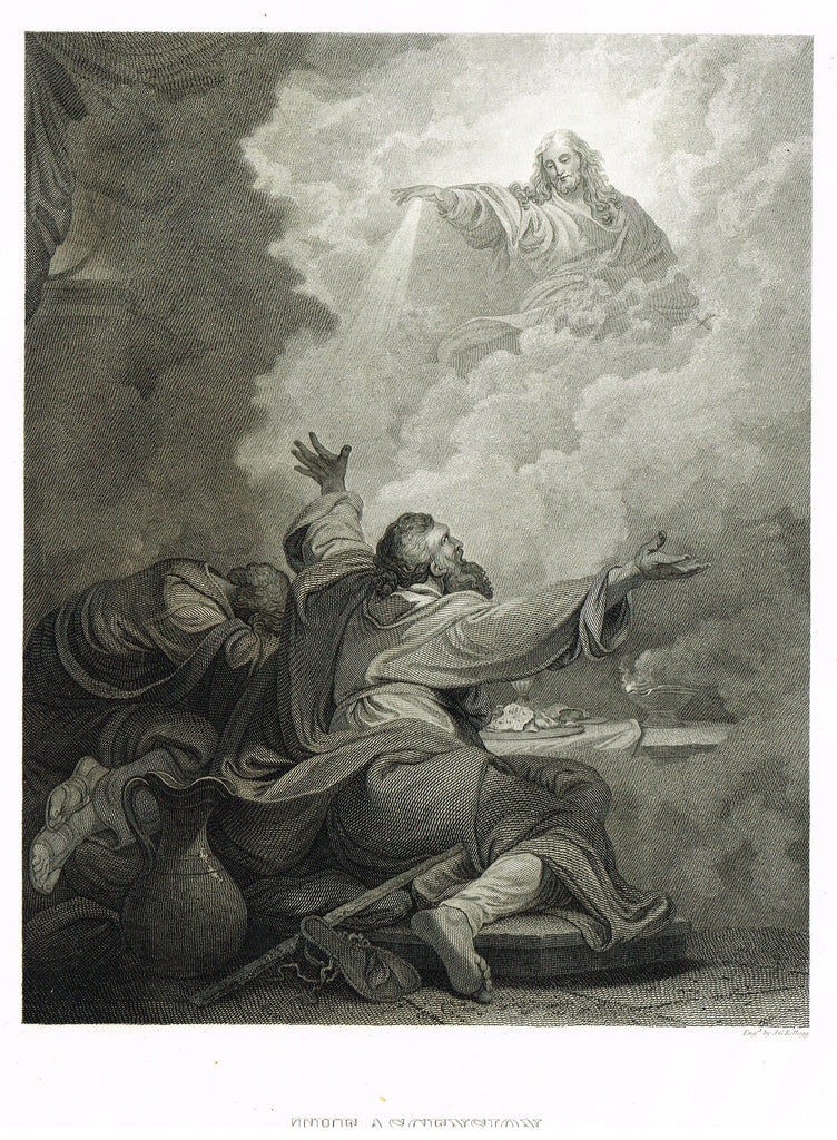Holy Bible published by Andrus - "THE ASCENSION" - Steel Engraving - 1845