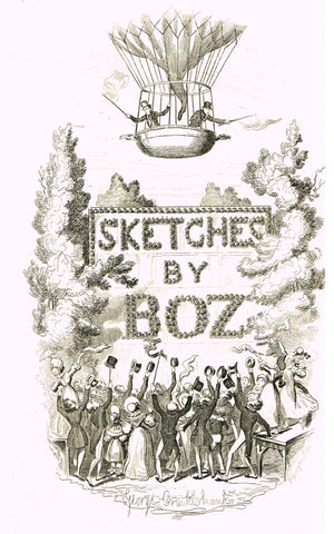 Crukshanke's 'Sketches by Boz' from Dickens - "SKETCHES BY BOZ - TITLE PAGE" - Lithograph - 1839