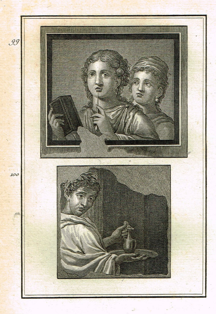David's Antiquites d'Herculum - "NUTS ON THE VINE  - Plates 115-119" - Copper Engraving - 1781