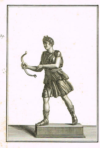 David's Antiquites d'Herculum - "BOW CARRIER FRONT  - Plates 139" - Copper Engraving - 1781