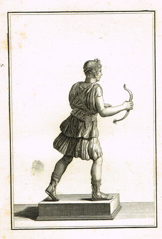 David's Antiquites d'Herculum - "BOW CARRIER BACK  - Plates 140" - Copper Engraving - 1781