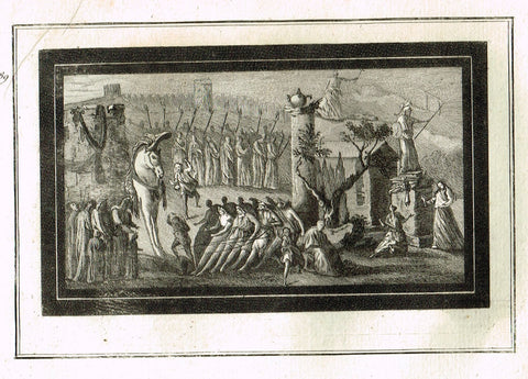 David's Antiquites d'Herculum - "BIG WHITE HORSE  - Plates 89" - Copper Engraving - 1781