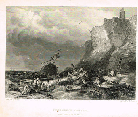 Marine Print - Balmer's "TYNEMOUTH CASTLE" Engraved by Finden - Steel Engraving - c1840