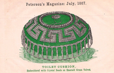 Peterson's Magazine - "TOILET CUSHION" - Colored Lithograph - 1867
