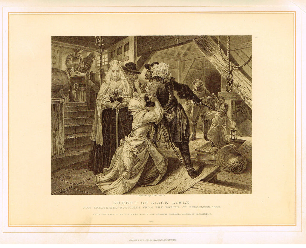 Archer's Royal Pictures - "ARREST OF ALICE LISLE" - Tinted Lithograph - 1880