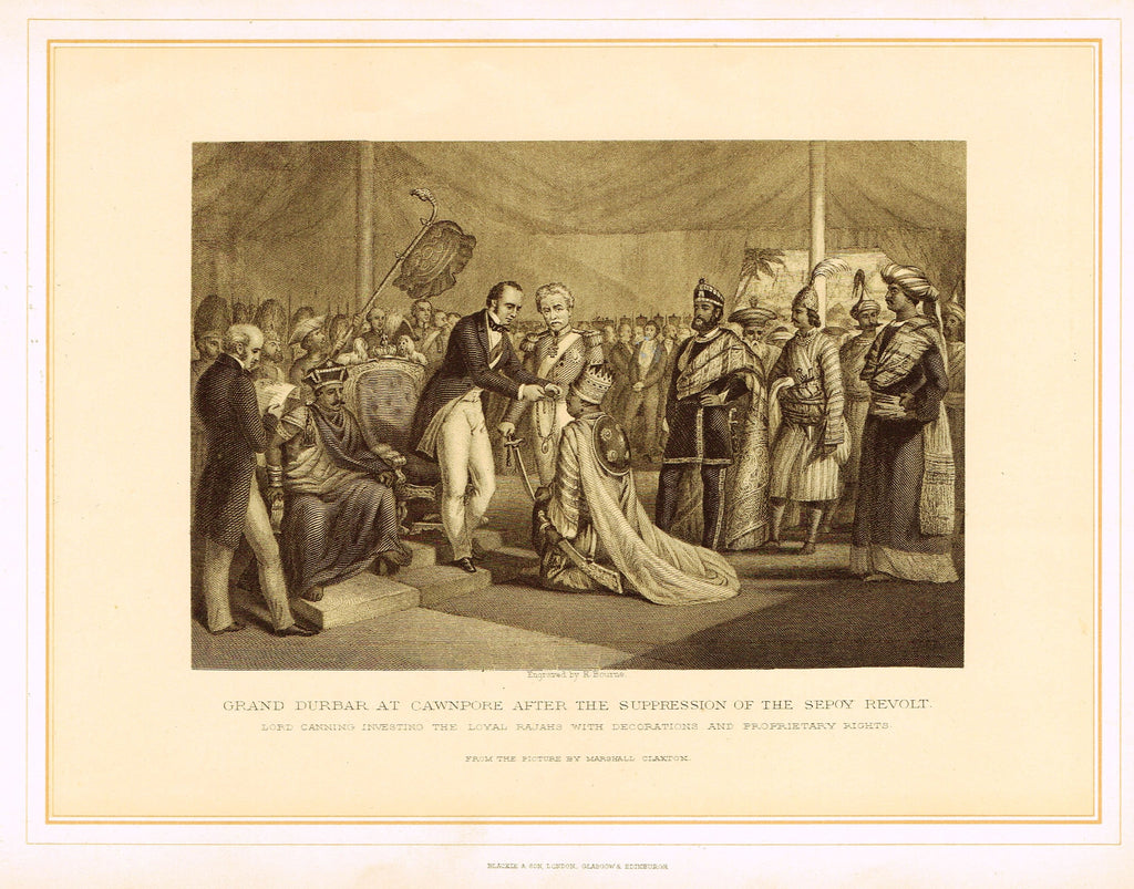 Archer's  - GRAND DURBAR AT CAWNPORE AFTER SUPPRESSION OF SEPOY REVOLT" - Lithograph - 1880