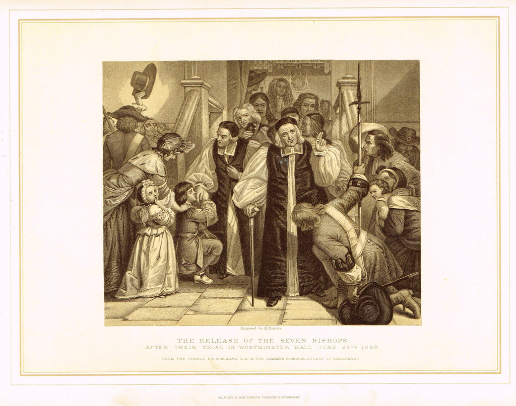 Archer's Royal Pictures - "THE RELEASE OF THE SEVEN BISHOPS" - Tinted Lithograph - 1880