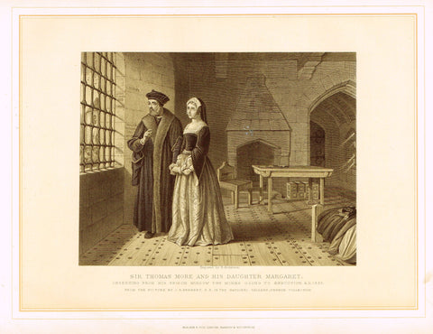 Archer's Royal Pictures - "SIR THOMAS MORE AND HIS DAUGHTER MARGARET" - Tinted Lithograph - 1880