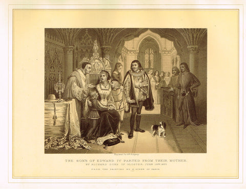 Archer's - "THE SONS OF EDWARD IV PARTED FROM THEIR MOTHER" - Tinted Litho - 1880