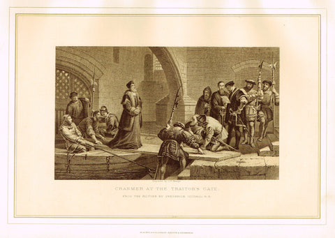 Archer's Royal Pictures - "CRANMER AT THE TRAITOR'S GATE" - Tinted Lithograph - 1880