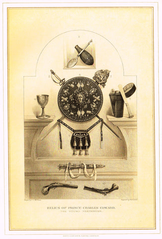 Archer's Royal Antiquities - "RELICS OF PRINCE CHARLES EDWARD" - Tinted Lithograph - 1880