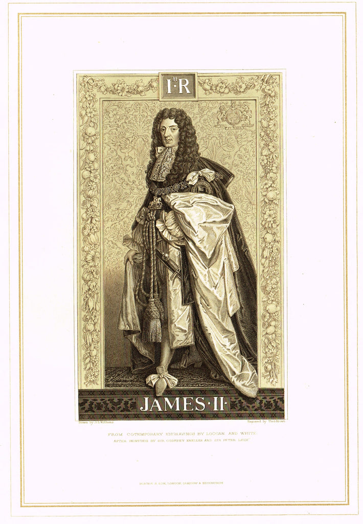 Archer's Royal Portraits - "JAMES II" - Tinted Lithograph - 1880