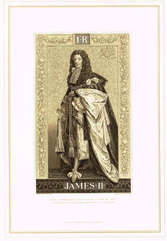 Archer's Royal Portraits - "JAMES II" - Tinted Lithograph - 1880