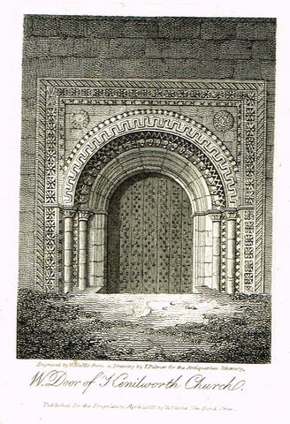 Misc. Miniature Scenes - "W. DOOR OF KENILWORTH CHURCH" - Engraving - c1815