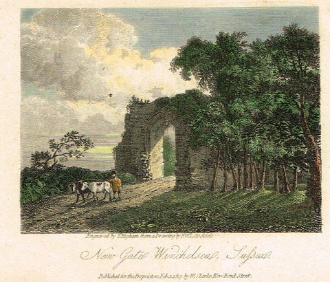 Misc. Miniature Scenes - "NEW GATE WINCHELSEA, SUSSEX" - Colored Engraving - 1817