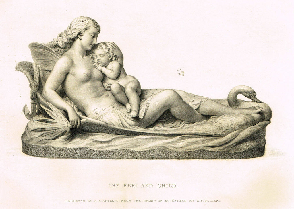 Art Journal's "THE PERI AND CHILD" - Steel Engraving by R.A. Artlett - 1871